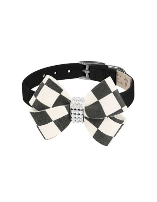 Red - Susan Lanci Designs Windsor Check Nouveau Bow Collar - Medium