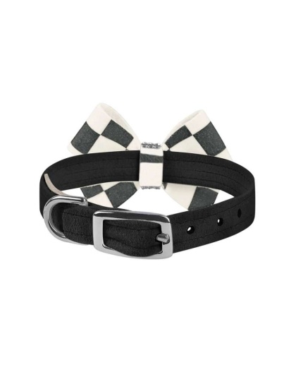 Red - Susan Lanci Designs Windsor Check Nouveau Bow Collar - Medium