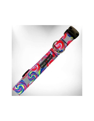 Lollipop on Grey - Lollipop Dog Collars - XS 5/8" width fits 8-12" neck