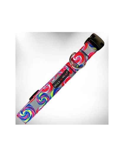 Lollipop on Grey - Lollipop Dog Collars - XS 5/8" width fits 8-12" neck