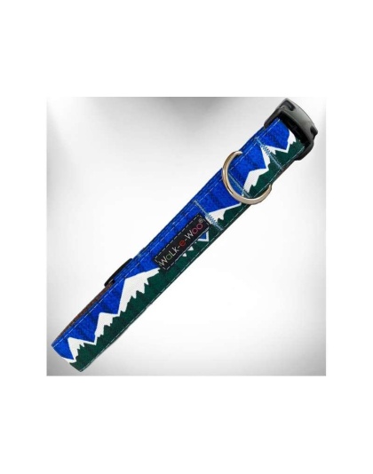 Blue/Green Snowcap Mtn - Mountain Dog Collars - S 3/4" width fits 10-14" neck