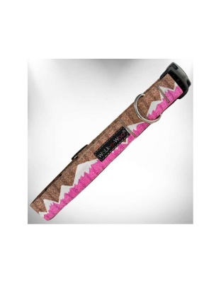 Pink Snowcap Mtn - Mountain Dog Collars - XS 5/8" width fits 8-12" neck