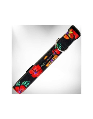 Flowers on Black - Nature-Lover Collars - S 3/4" width fits 10-14" neck