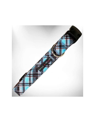 Hot Pink - Plaid Dog Collars - M 1" width fits 12-18" neck
