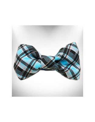 Steel Blue - Plaid Dog Collars - M 1" width fits 12-18" neck