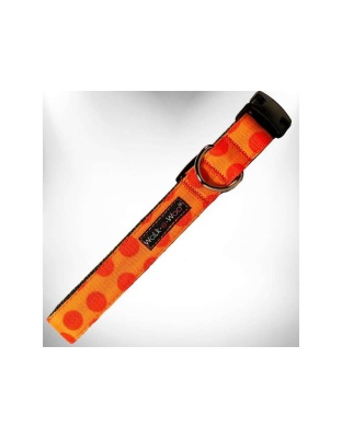 Orange - Polka Dot Dog - Monotone Collars - XS 5/8" width fits 8-12" neck