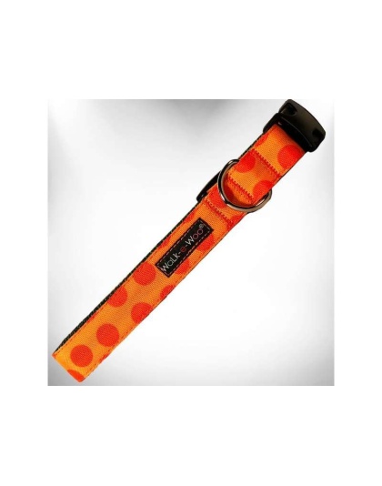 Orange - Polka Dot Dog - Monotone Collars - XS 5/8" width fits 8-12" neck