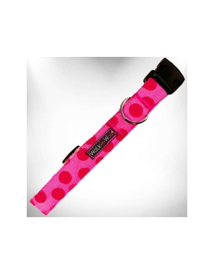 Pink - Polka Dot Dog - Monotone Collars - XS 5/8" width fits 8-12" neck