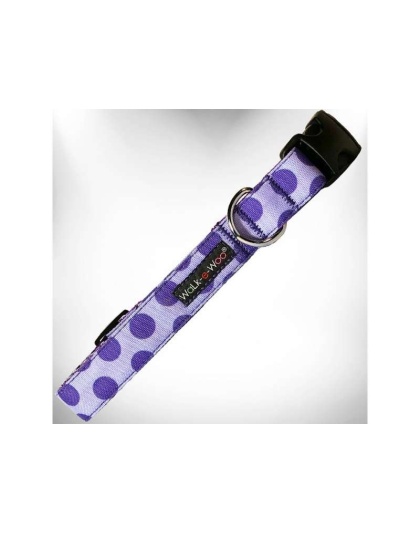 Purple - Polka Dot Dog - Monotone Collars - L 1" width fits 14-25" neck