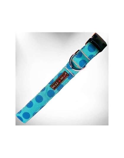 Turquoise - Polka Dot Dog - Monotone Collars - L 1" width fits 14-25" neck