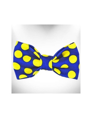 Yellow Dot on Blue - Polka Dot Dog - Neon Bow Tie