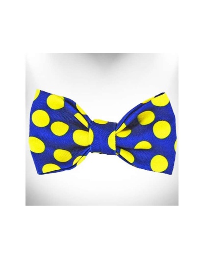 Yellow Dot on Blue - Polka Dot Dog - Neon Bow Tie