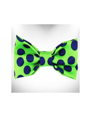 Blue Dot on Green - Polka Dot Dog - Neon Bow Tie