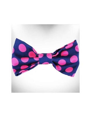 Pink Dot on Blue - Polka Dot Dog Bow Tie