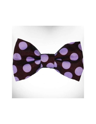 Purple Dot on Brown - Polka Dot Dog Bow Tie
