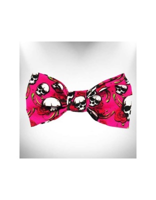 Pink Skulls n' Roses - Tattoo Dog Bow Tie