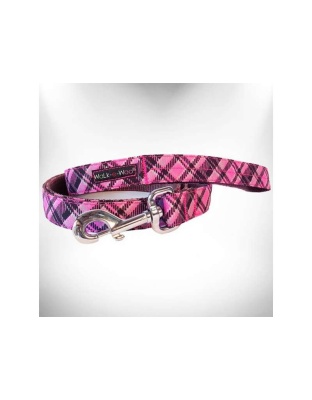 Hot Pink - Plaid Dog Leads  - THIN Lead 5/8" width- 5' length
