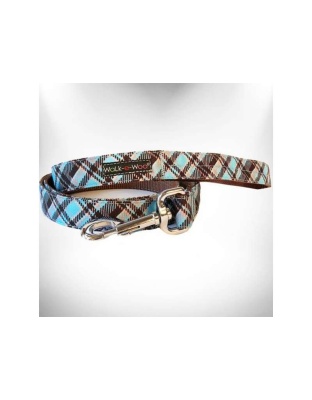 Steel Blue - Plaid Dog Leads  - REGULAR Lead 1" width- 5' length