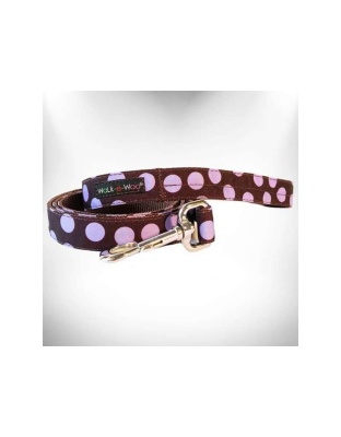 Purple Dot on Brown - Polka Dot Dog Leads  - THIN Lead 5/8" width- 5' length
