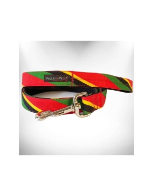 Rasta  - Stripes Dog Leash - THIN 5/8" width- 5' long