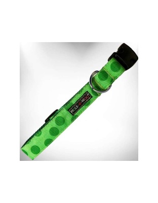 Green - Polka Dot Dog - Monotone Collars - XS 5/8" width fits 8-12" neck