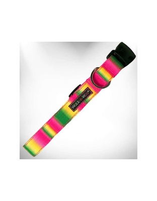 Pink/Green - Tie Dye Dog Collars - L 1" width fits 14-25" neck