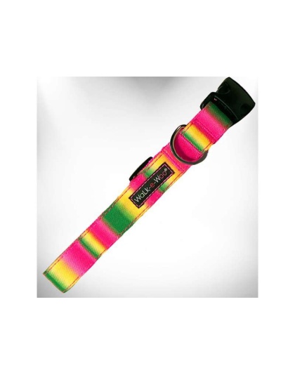 Pink/Green - Tie Dye Dog Collars - L 1" width fits 14-25" neck
