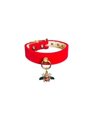 Red - Bee Mine Dog Collar - 18"