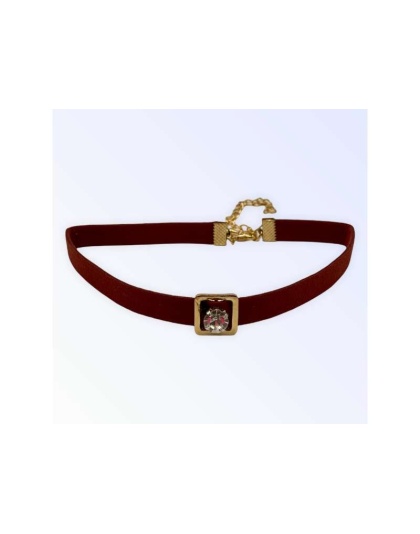 Burgundy Buckle Necklace - Large