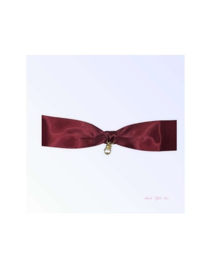 Burgundy Satin Bow & Pearl Necklace