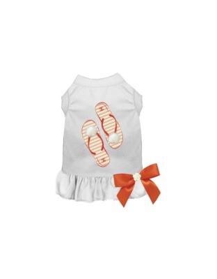 WHITE - My Favorite Fuzzy Flip Flops Dog Dress - Small