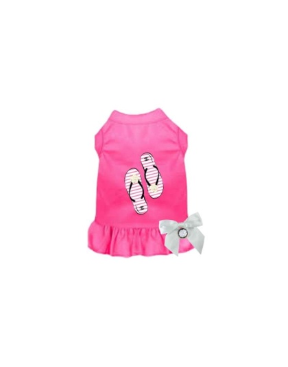 PINK - My Favorite Fuzzy Flip Flops Dog Dress - X Large