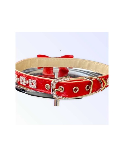 RED BOW - My Glam Holiday Bow Collar - Large