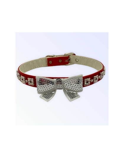 WHITE BOW - My Glam Holiday Bow Collar - Large