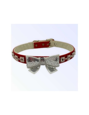 WHITE BOW - My Glam Holiday Bow Collar - Medium