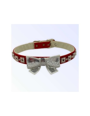 WHITE BOW - My Glam Holiday Bow Collar - X Large