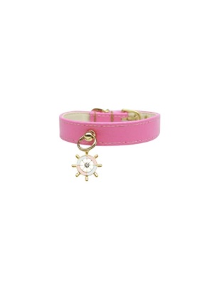 PINK - Nautical Dog Charm Collar - 10"