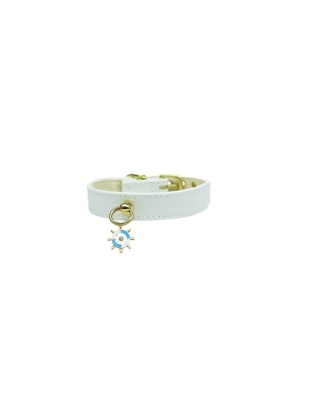 WHITE - Nautical Dog Charm Collar - 10"