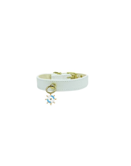 WHITE - Nautical Dog Charm Collar - 12"