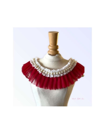 RED - Pearl Neck Ruff - Large