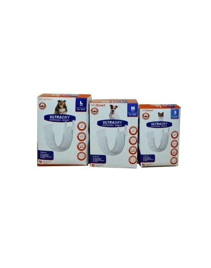 White - WizSmart UltraDry Male Wraps  - Small