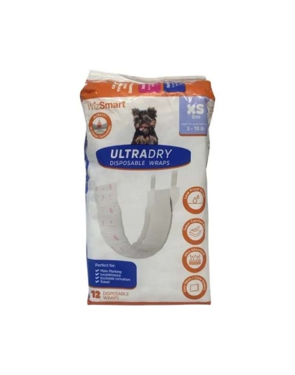 White - WizSmart UltraDry Male Wraps  - XS
