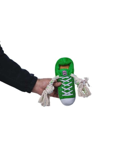 Squeaking Comfort Plush Sneaker Dog Toy - Green