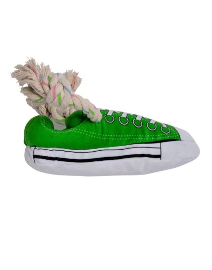 Squeaking Comfort Plush Sneaker Dog Toy - Green