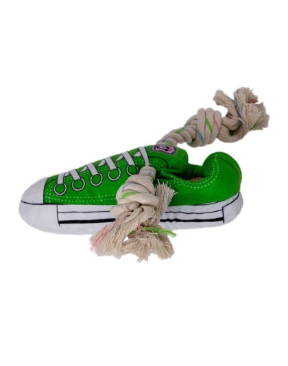 Squeaking Comfort Plush Sneaker Dog Toy - Green