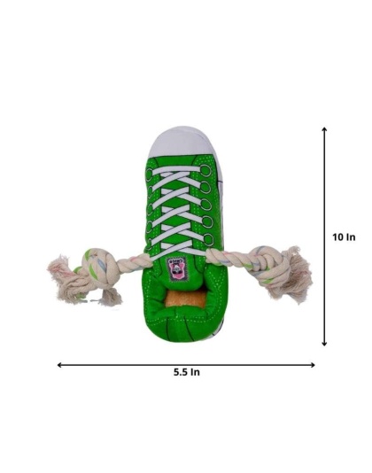 Squeaking Comfort Plush Sneaker Dog Toy - Green