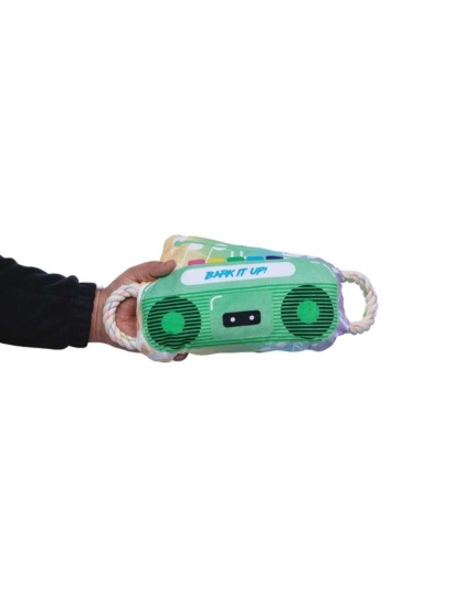 BoomBox Crinkle and Squeaky Plush Dog Toy