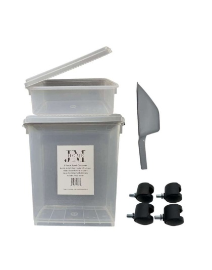 Stackable 3-Piece Plastic Dog Food Container/Organizer Set