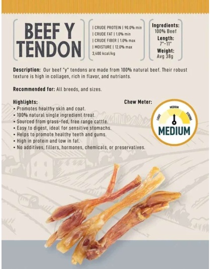 All-Natural Beef Y Tendon Dog Treat - Meaty