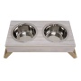 Distressed White - Eco-Friendly Elevated Dog Wood Feeder  - Medium